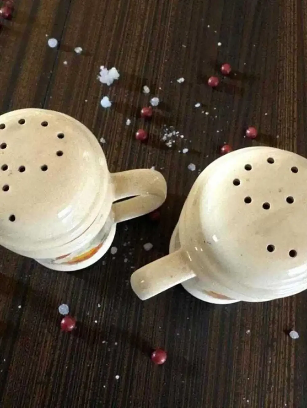 Salt & Pepper Shakers: Vintage California Poppy Stoneware (1970s Boho Style)